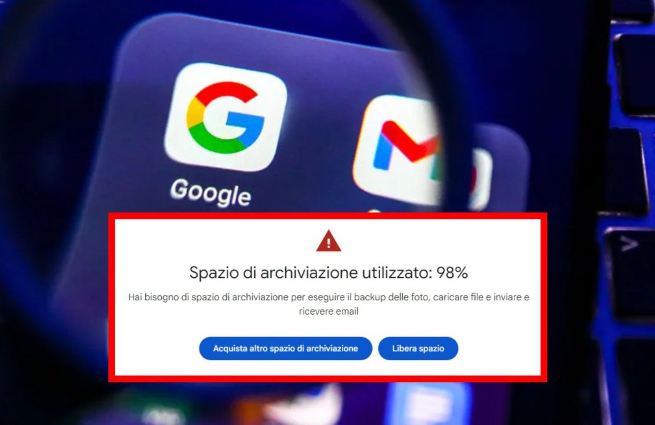 Avviso memoria piena account Google