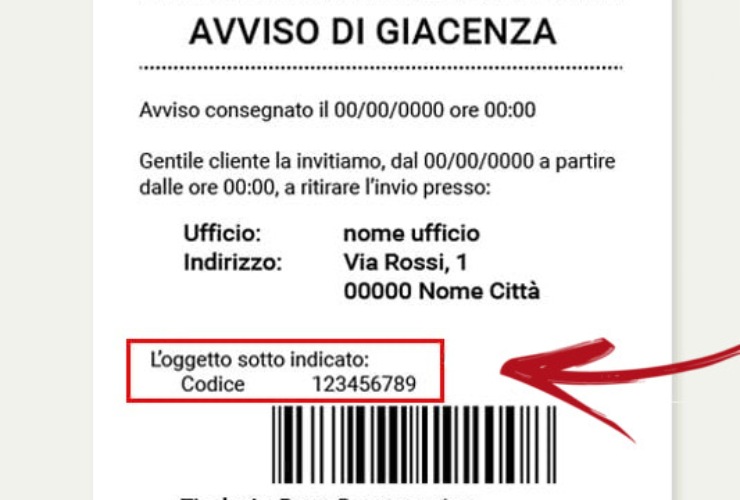 Dove si trova il codice raccomandata nell'avviso di giacenza